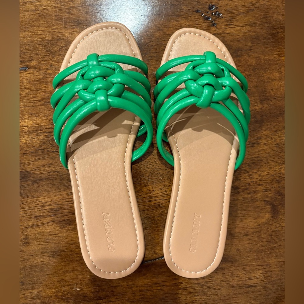 Old Navy Knotted Green Slide Sandals Size 6.5